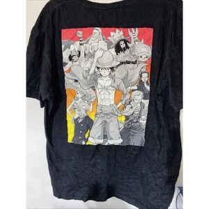 One Piece Anime Luffy Black Graphic T-Shirt Unisex Short Sleeve XL